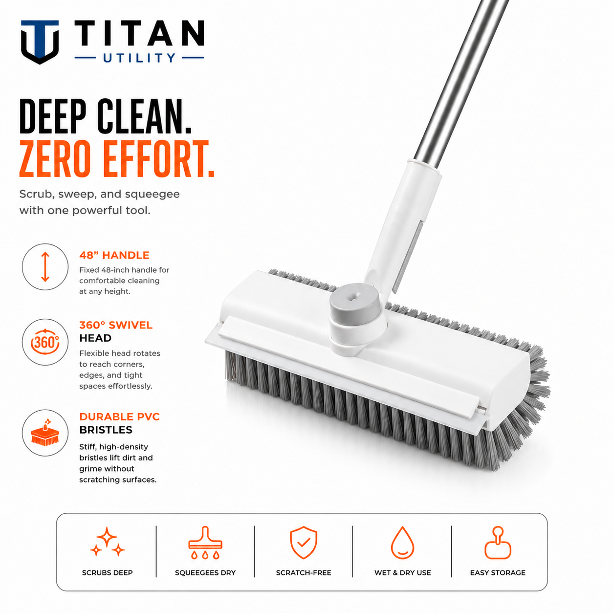 Titan ScrubMaster 360™ | Heavy Duty Ergonomic Surface Scrubber