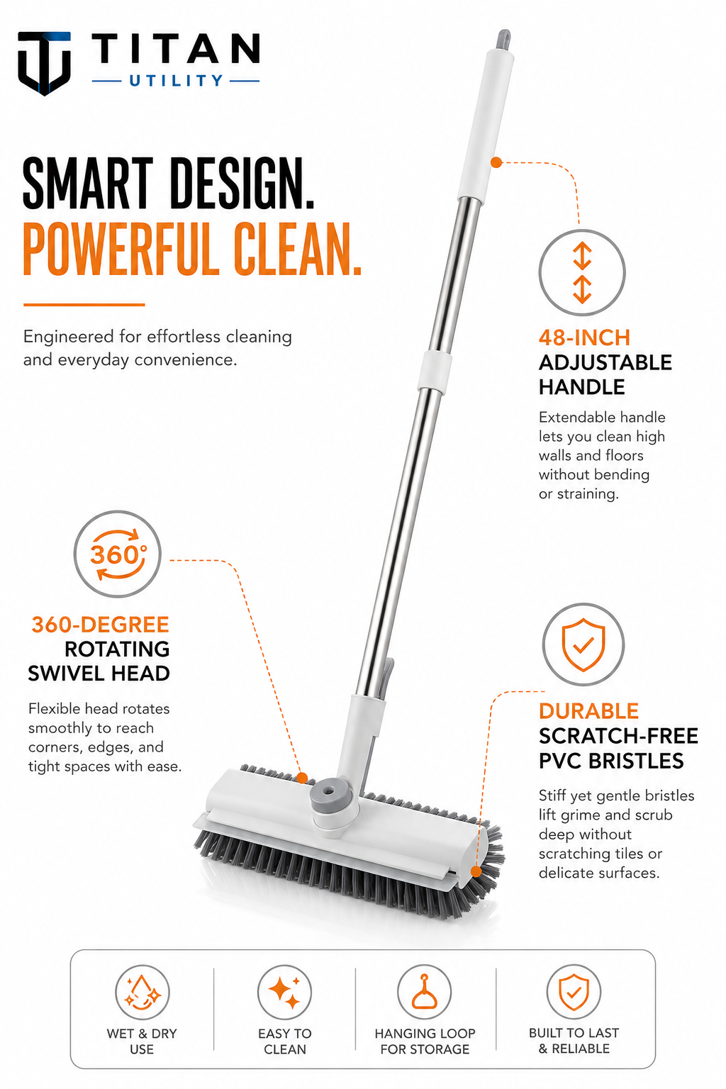 Titan ScrubMaster 360™ | Heavy Duty Ergonomic Surface Scrubber