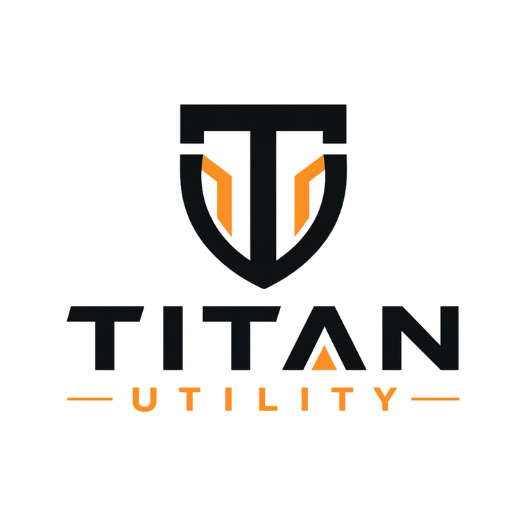 Titan Utility logo with a black and orange design on a white background