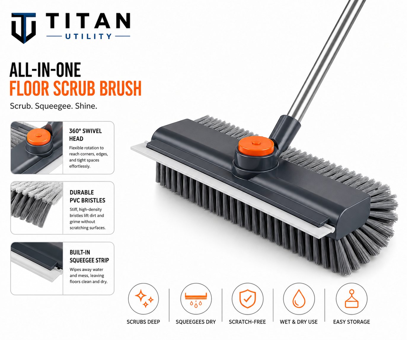 Titan ScrubMaster 360™ | Heavy Duty Ergonomic Surface Scrubber